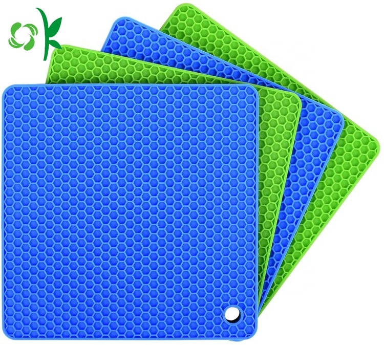 OKSILICONE High Quality Silicone Square Trivet Mats Hot Potholders Set Non Slip Heat Resistance Oven Mitts Rubber Kitchen Pads