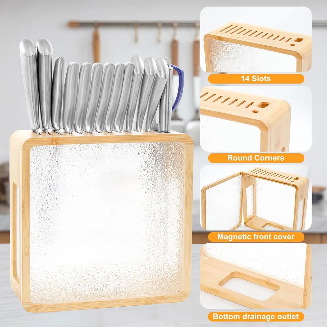 Bamboo Knife Block Storage Stand Detail 5