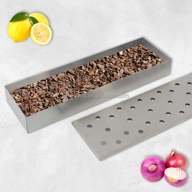 Hot Seller Stainless Steel Smoking Wood Chips Bbq / Barbecue Long Smoker Box