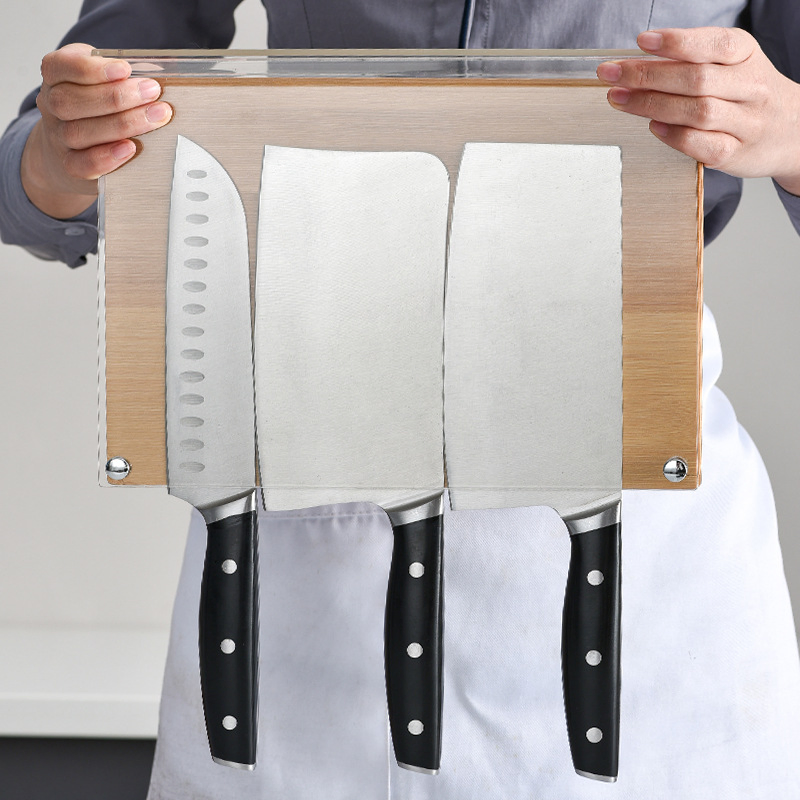 Knife Storage Magnetic Bamboo Kitchen Set Magnet Knife Block