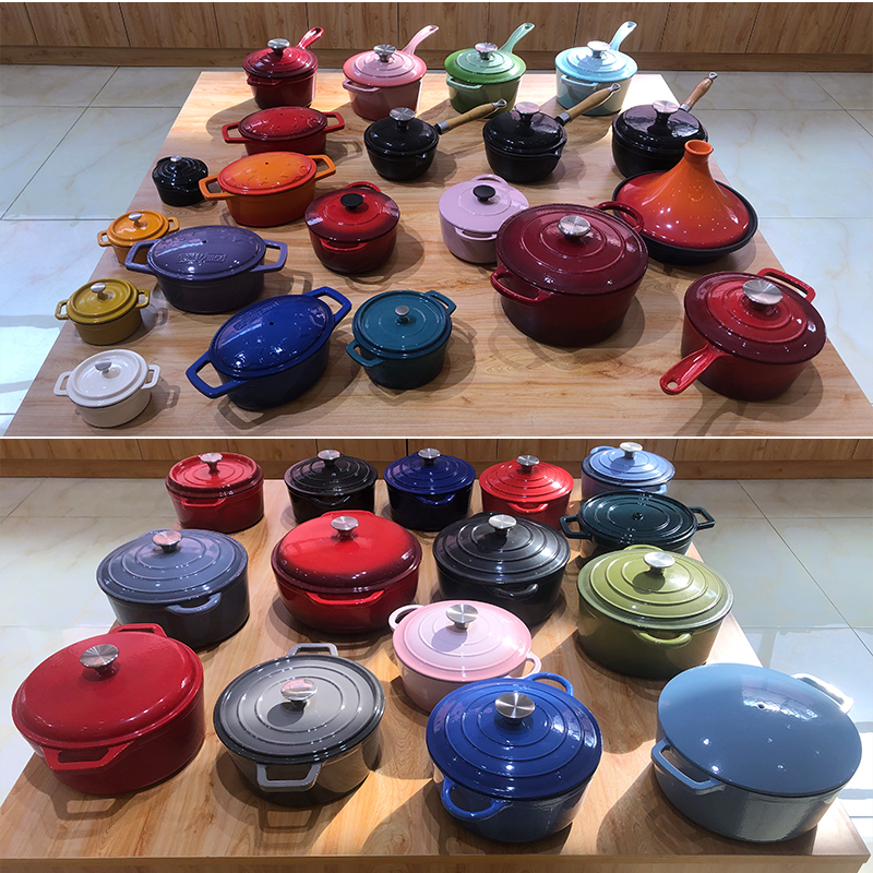 6''/8''/10'' Round Cast Iron Enamel Coating Fry Pan Non-stick Skillet Cast Iron Cookware Set Australian Kitchen