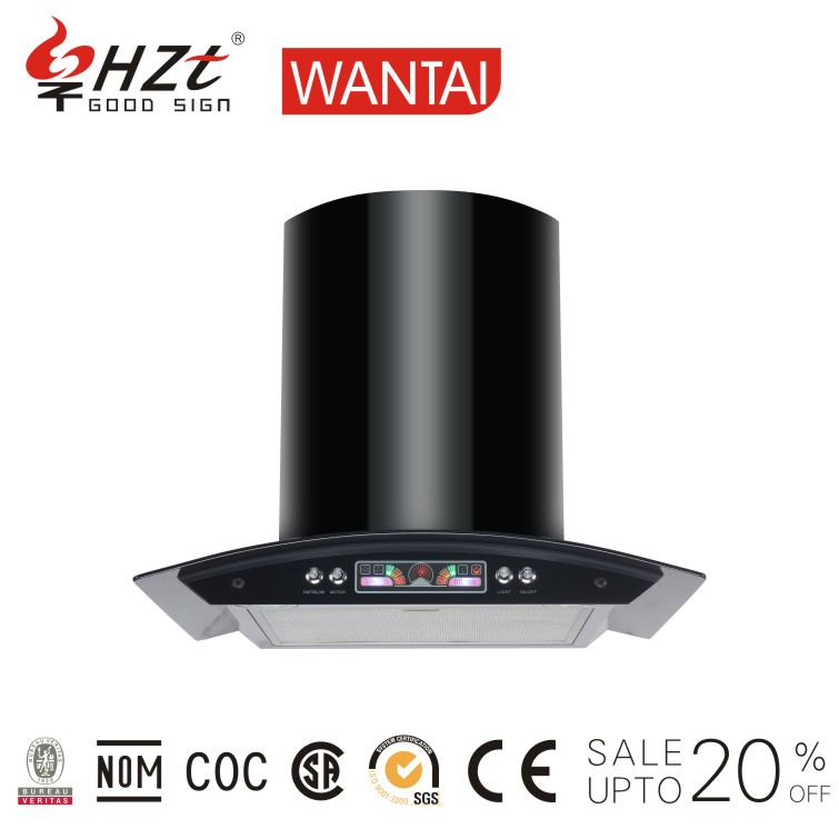 Kitchen Appliance Electric Products Curved Glass Push Button Island Chimney Range Hood