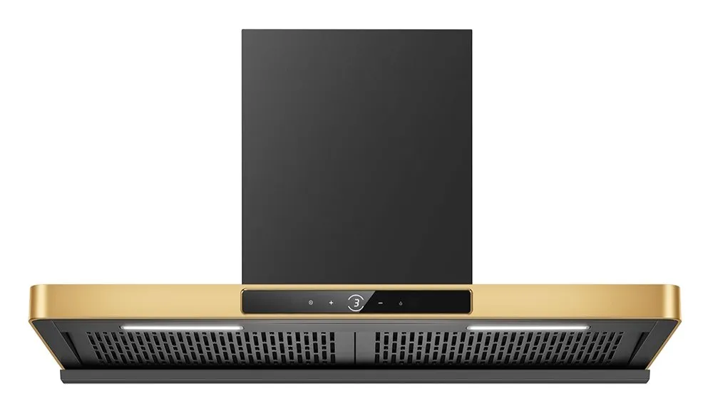 T Shape Wall Mounted Kitchen Exhaust Gold Stainless Steel Range Hood