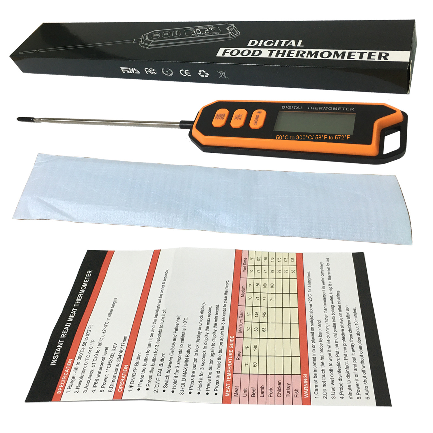 Wholesale Waterproof BBQ Meat Thermometer Magnet Back Temperature Controller Customizable ODM Calibrated Food Thermometer