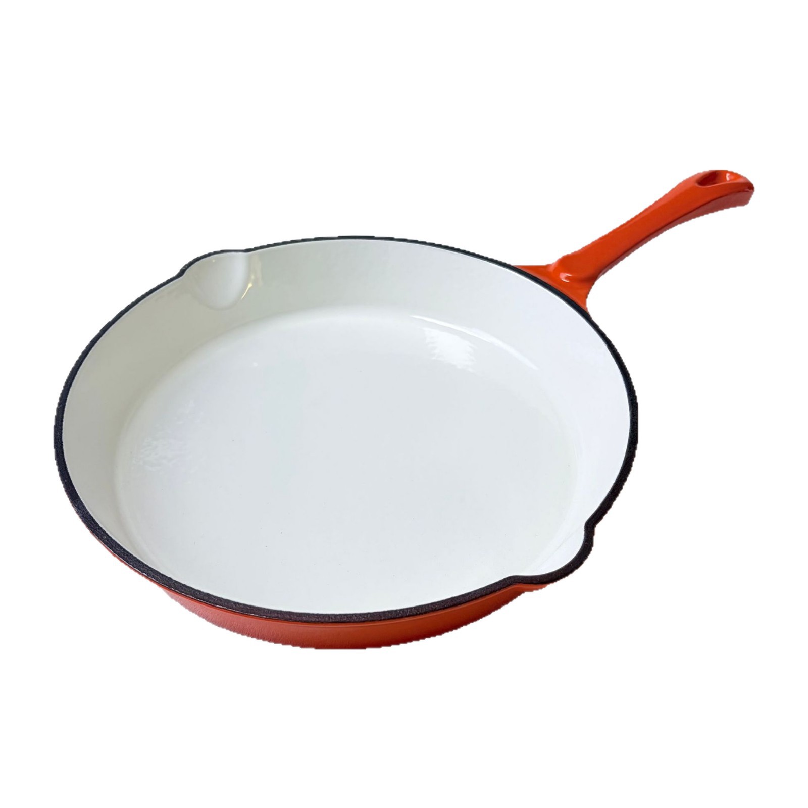 Round Enameled Cast Iron Frying Pan, Metal Kitchen Skillet Multi-use Cooking Cookware