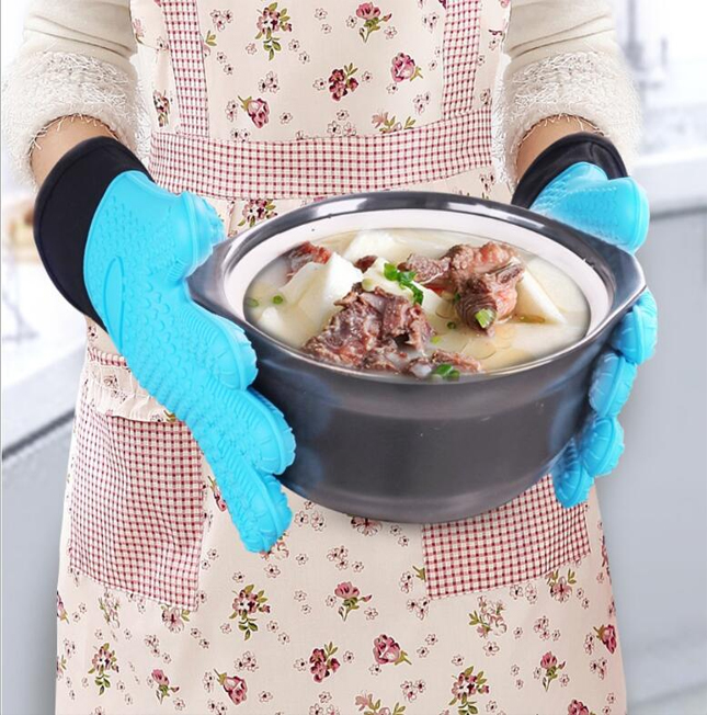 Non-Slip Heat Resistant Pot Holders Silicone Microwave Gloves Oven Baking Hot Pot BBQ Gloves Silicone Oven Mitt
