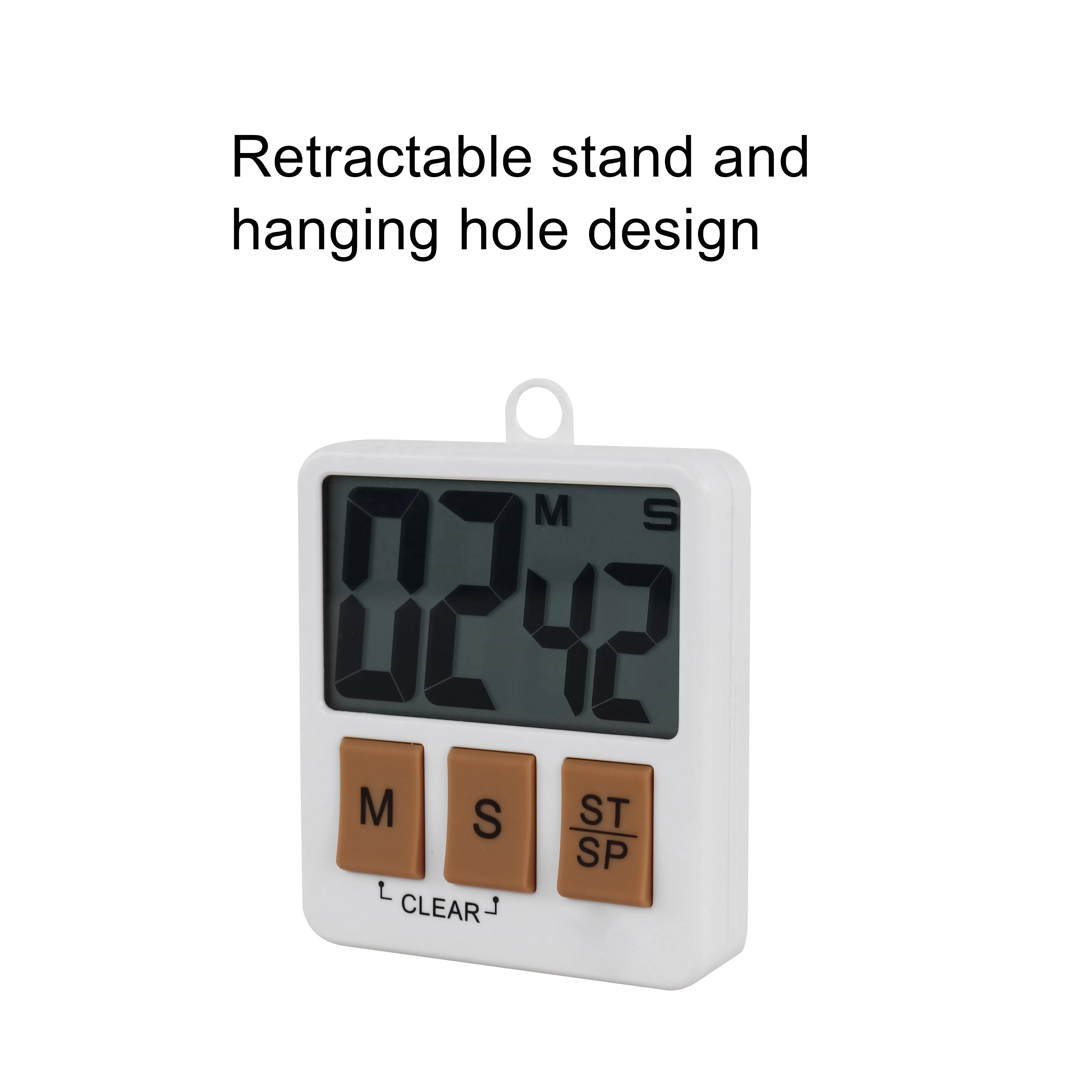 Kitchen Digital Electronic Timer with Retractable Stand and Hanging Hole Design