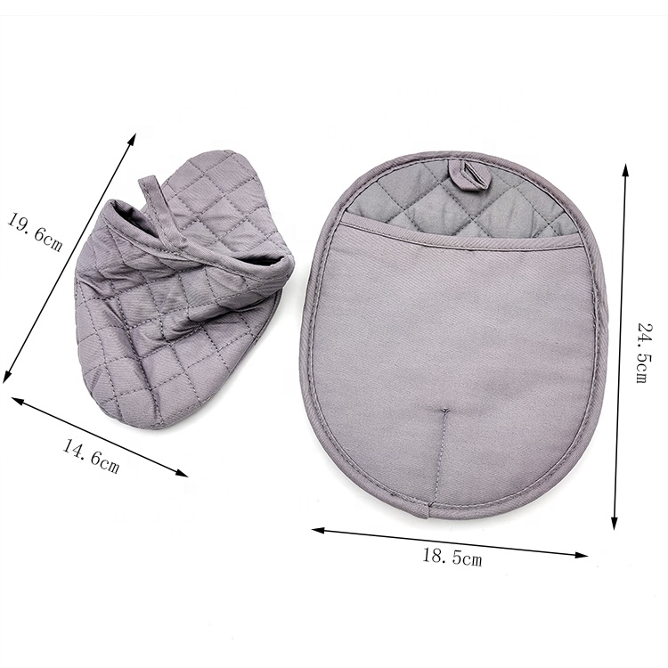 Heat Resistant Silicone Oven Mitts, Pot Holder Silicone Cotton Trivet for Kitchen Cooking Non-Slip Grip, Hanging Loop