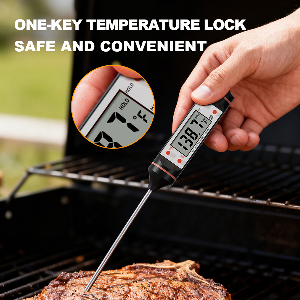 TP101 Digital Probe Meat Thermometer with LCD Display for Kitchen Barbecue &amp; Baking 0.1C Accuracy (Not Including Battery)