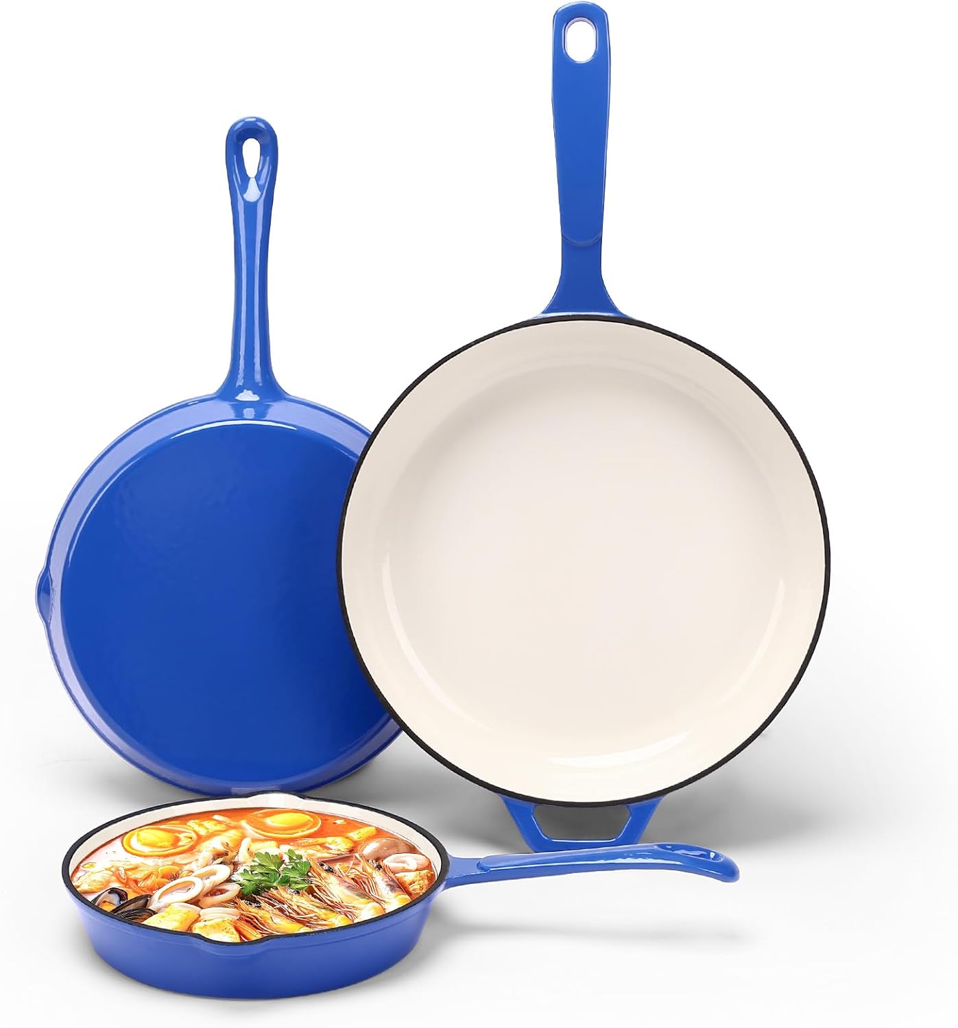 16cm 20cm 25cm Enamel Cast Iron Soup Pots Saucepan Wholesale Skillet Long Handle Non-stick Kitchen Cookware Frying Pan