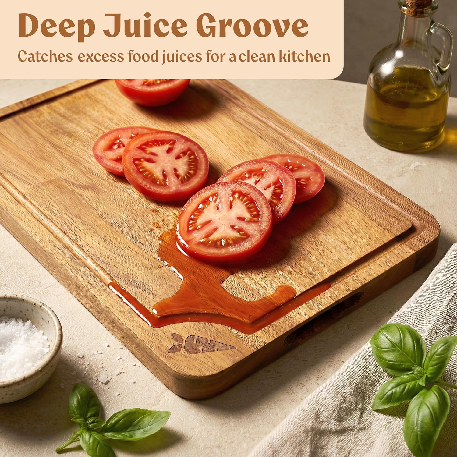 Premium Modern Acacia Wood Chopping Board Set of 3 Pack for Restaurants &amp; Parties-Durable Eco-Friendly Kitchen Cutting Boards