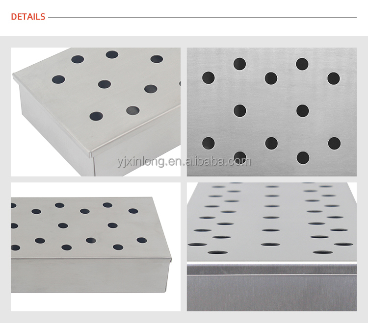 Hot Seller Stainless Steel Smoking Wood Chips Bbq / Barbecue Long Smoker Box