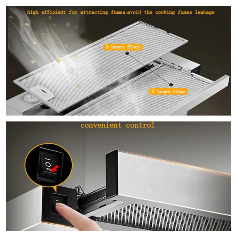 High Quality 60cm/70cm/80cm/90cm Stainless Steel Slim Range Hood
