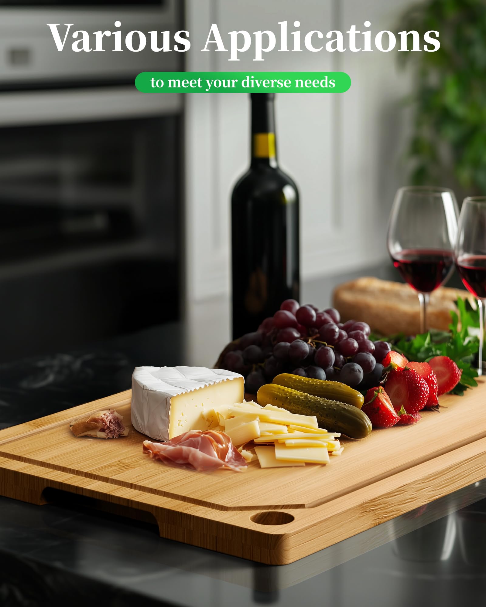 Extra Large Bamboo Cutting Board Wooden Carving Board Thick Bamboo Block Chopping Board With Juice Groove