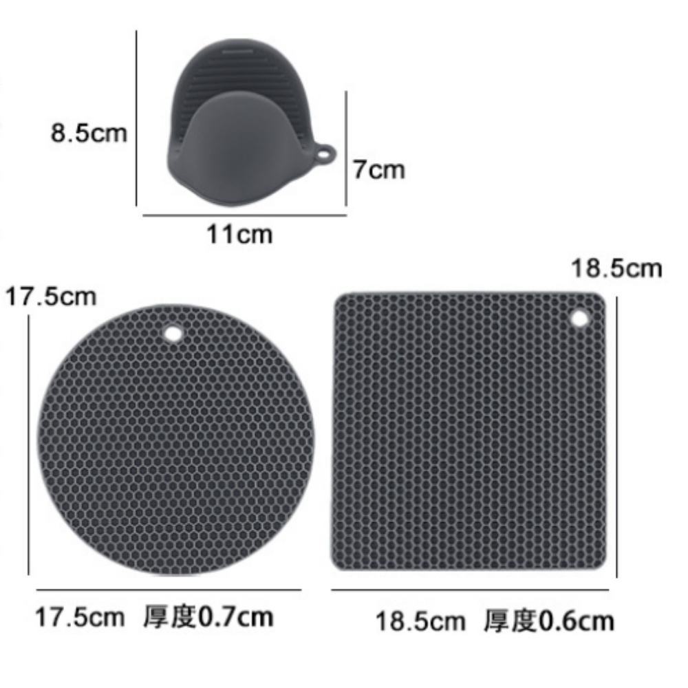 Kitchen Mitten Trivet Mats Set, Mini Baking Gloves Hotpads, Silicone Oven Mitts and Pot Holders Sets