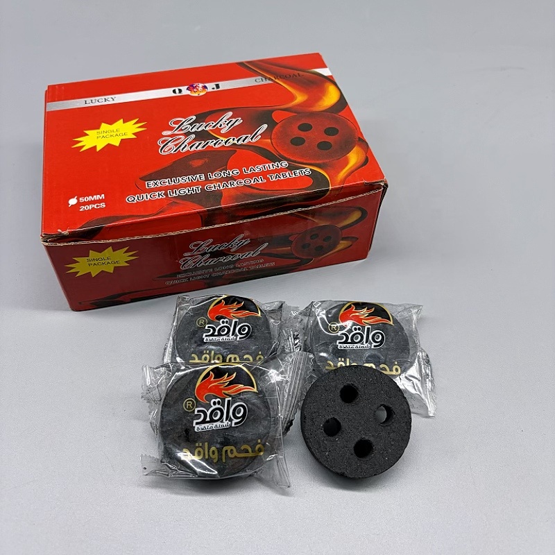 Four Holes Round Black Charcoal Natural Eco-Friendly for Incense ,Hookah Smoking or BBQ Grilling