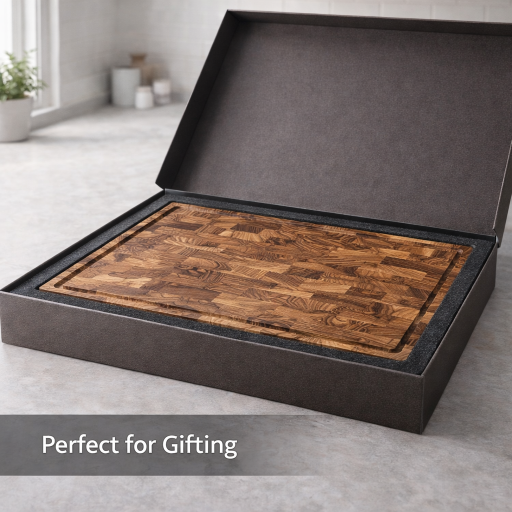 Large End Grain Teak Wood Cutting Board Chopping Blocks Serving Meat Kitchen Chopping Boards Gift with Juice Groove