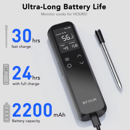 WiFi &amp; Bluetooth Wireless BBQ Thermometer with 5 Temperature Sensor for Meat BBQ Grill Oven