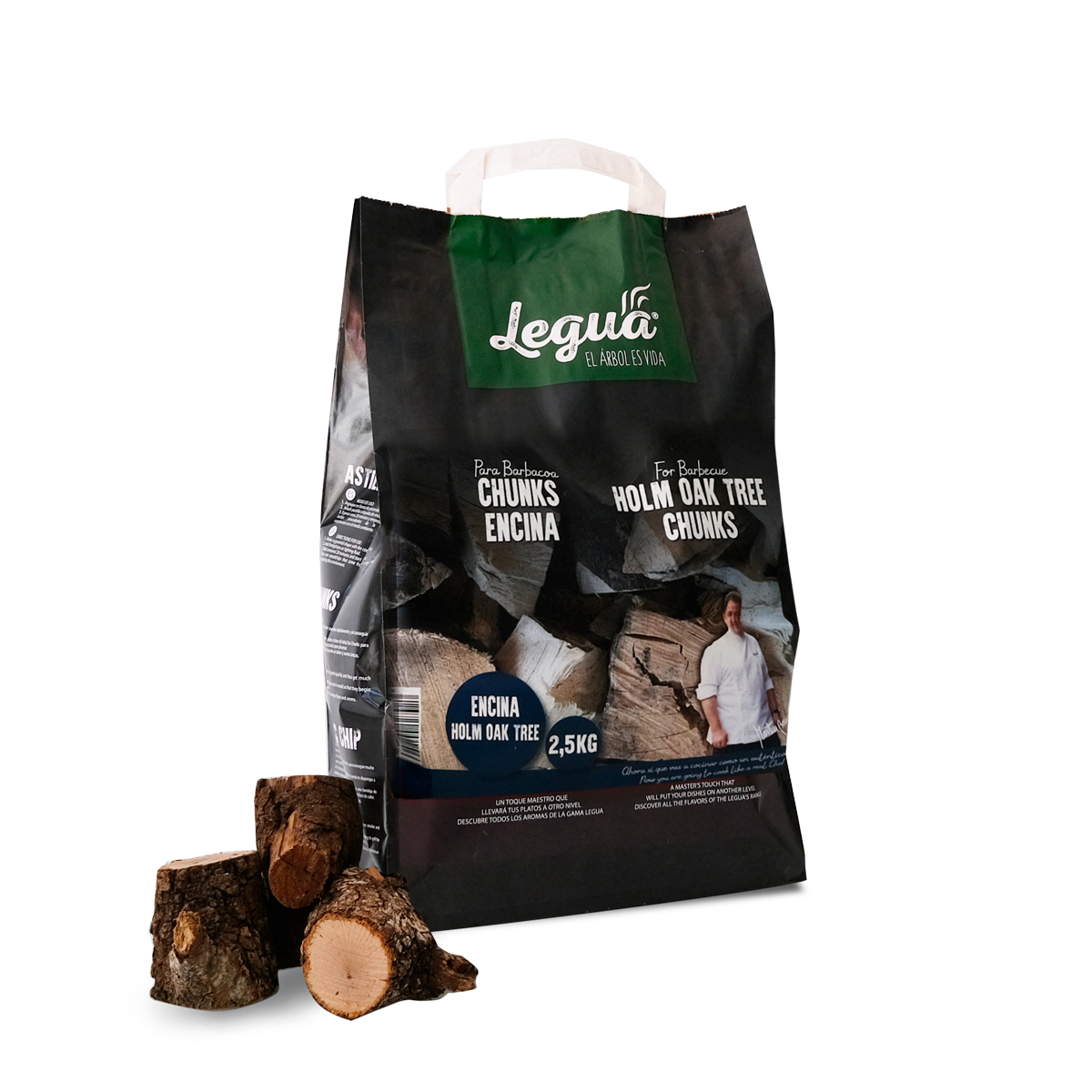 Legua High Quality Holm Oak Wood Chunks for Natural BBQ Smoke Flavour From Spanish Fields