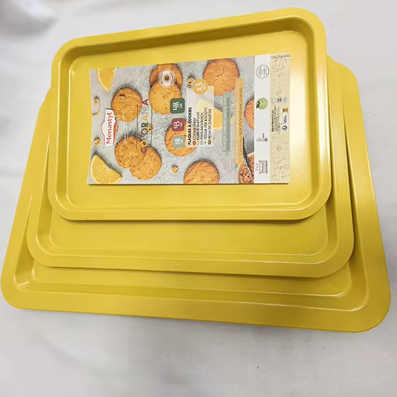 3Pcs Carbon Steel Non-Stick Baking Sheet Set Colorful Coating Eco-Friendly Durable Oven Safe Rectangle Metal Bakeware for Pans