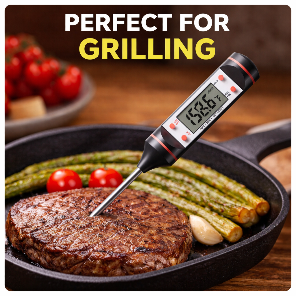 TP101 Digital Probe Meat Thermometer with LCD Display for Kitchen Barbecue &amp; Baking 0.1C Accuracy (Not Including Battery)