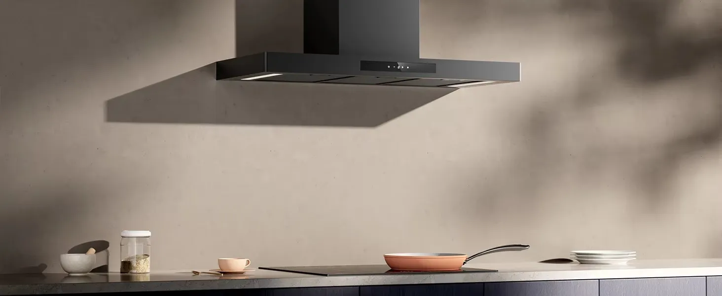 T Shape Wall Mounted Kitchen Exhaust Gold Stainless Steel Range Hood