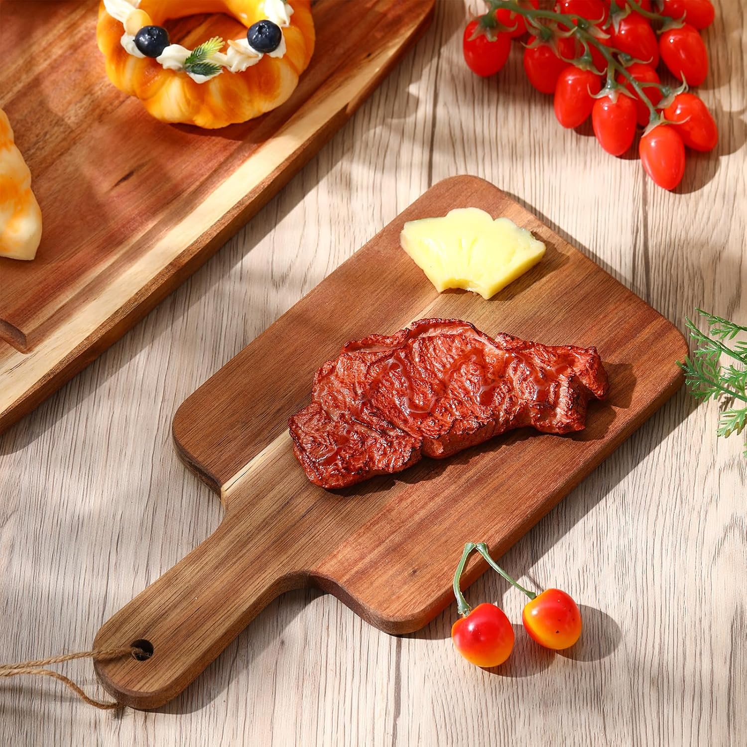 Wooden Kitchen Chopping Board with Handle Natural Wood Rectangle Eco-friendly for Kitchen Meat Veggies Meat Cutting Board