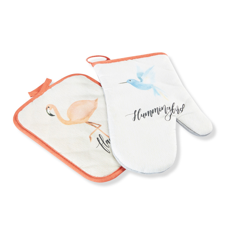 Beckon Wholesale Custom Printed Microwave Oven Gloves and Trivet Mat Set with Logo for Promotional Gifts Brand Giveaways