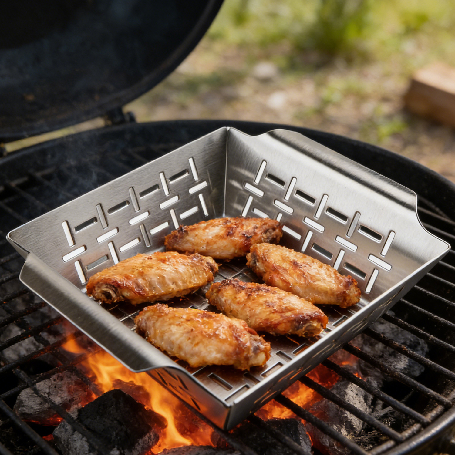 New Stainless Steel Baking Pan,BBQ Grill Basket &amp; Baking Sheet, Durable Oven Tray for Vegetable Meat Outdoor Camping Cooking