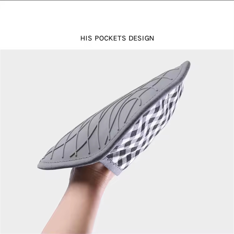 Silicone Oven Mitts Hanging Loop Heat Resistant Cotton Gloves Non-Slip Trivet Pot Holder Microwave Baking Food Home Kitchen Cook