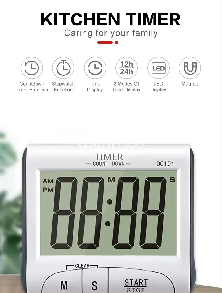 Countdown Timer Function Cute Hamburger Food Alarm Digital Clock Kitchen Timer DC101