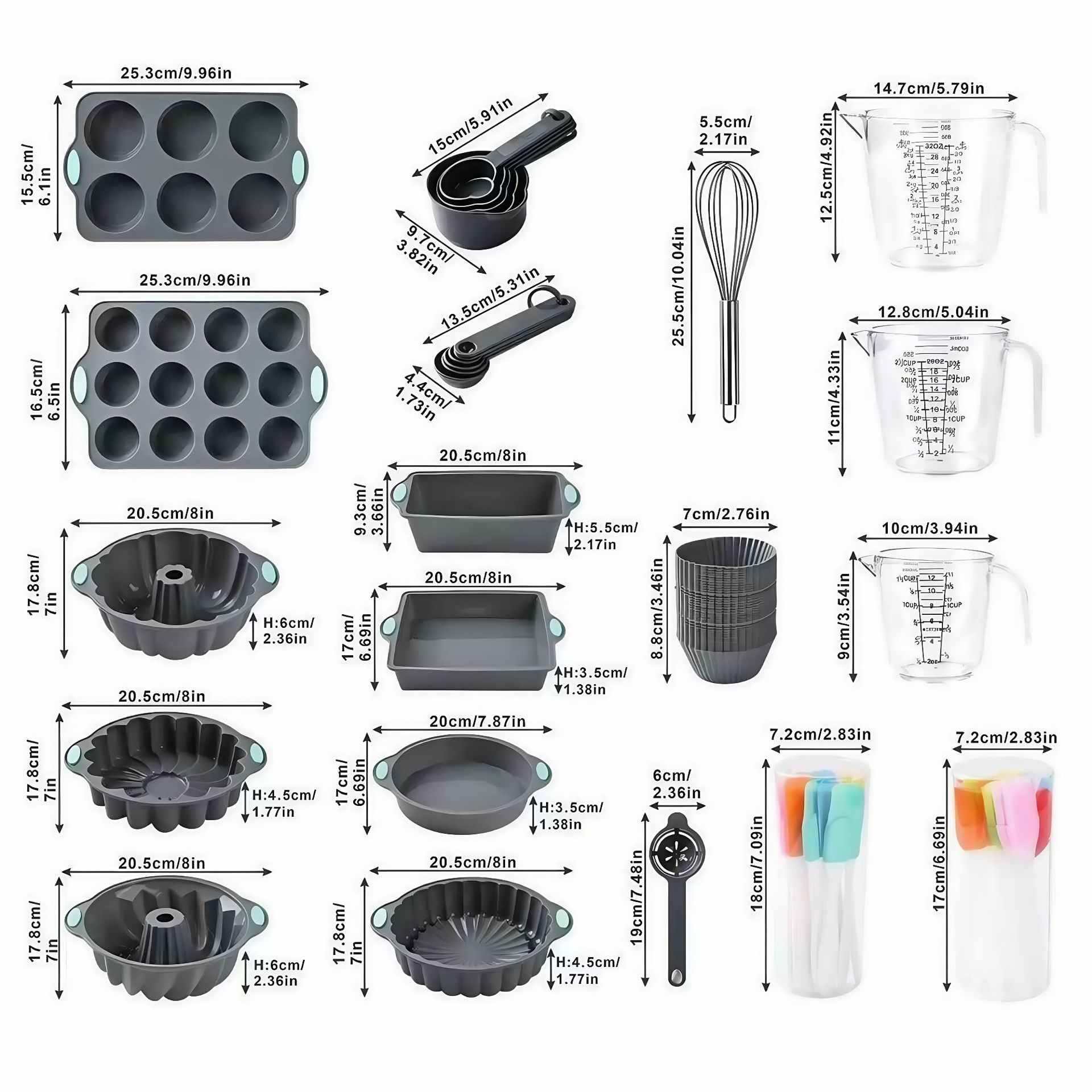 81-Piece Non-Stick Eco-Friendly Silicone Baking Pan Set Includes Cake Molds Baking Sheet Donut Muffin Pans Dishwasher Oven Safe
