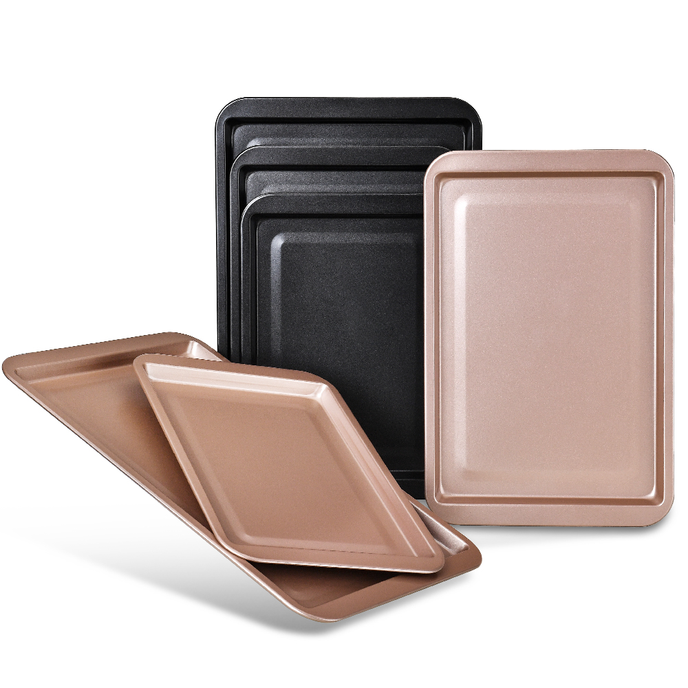 Non-Stick Dual-Color Rectangular Cake Pan Baking Sheet for Home Baking DIY Bakery Party Multi-Size Oven Safe Cookware