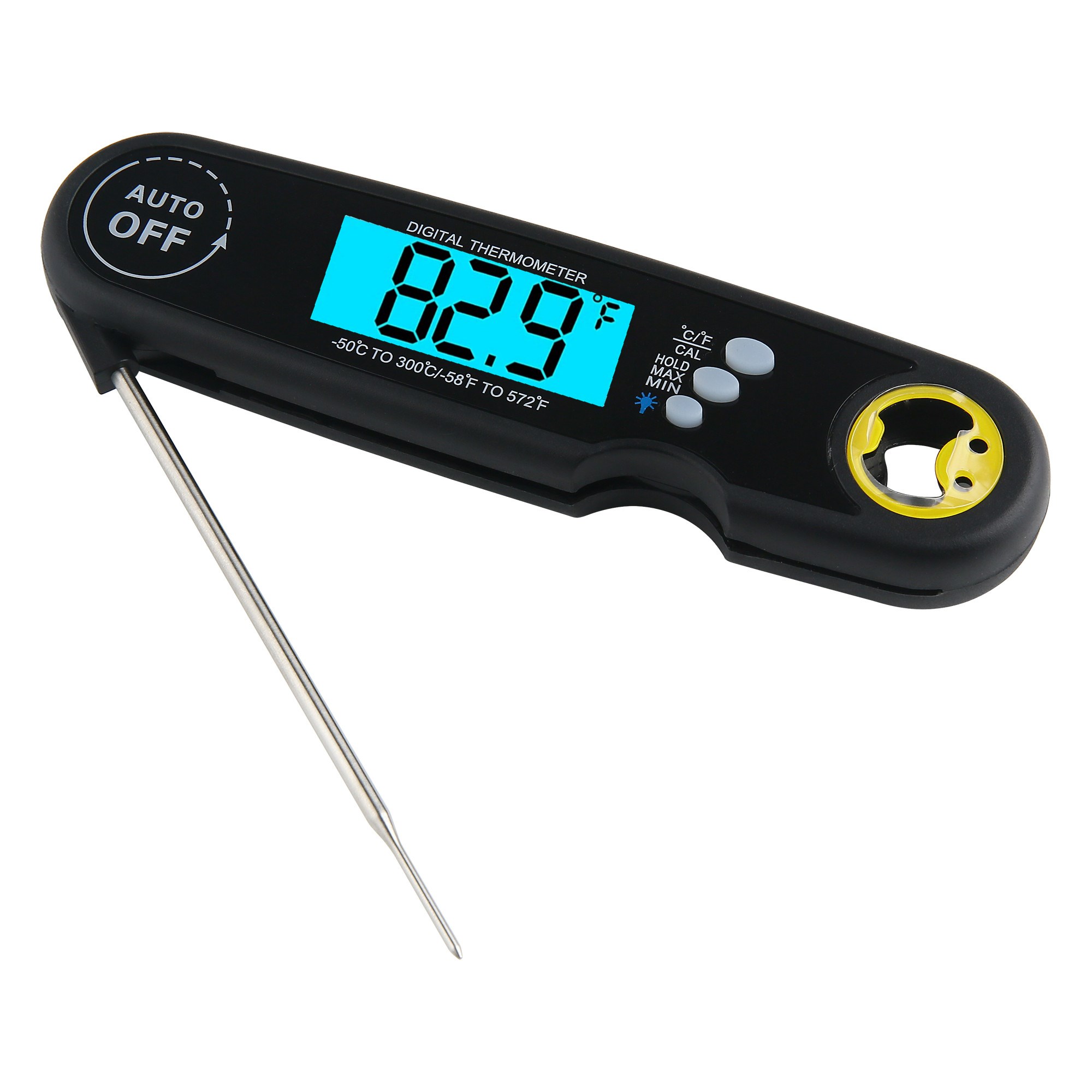 Instant Read Meat Thermometer for Grill and Cooking, with Bottle Opener, Backlight &amp; Calibration