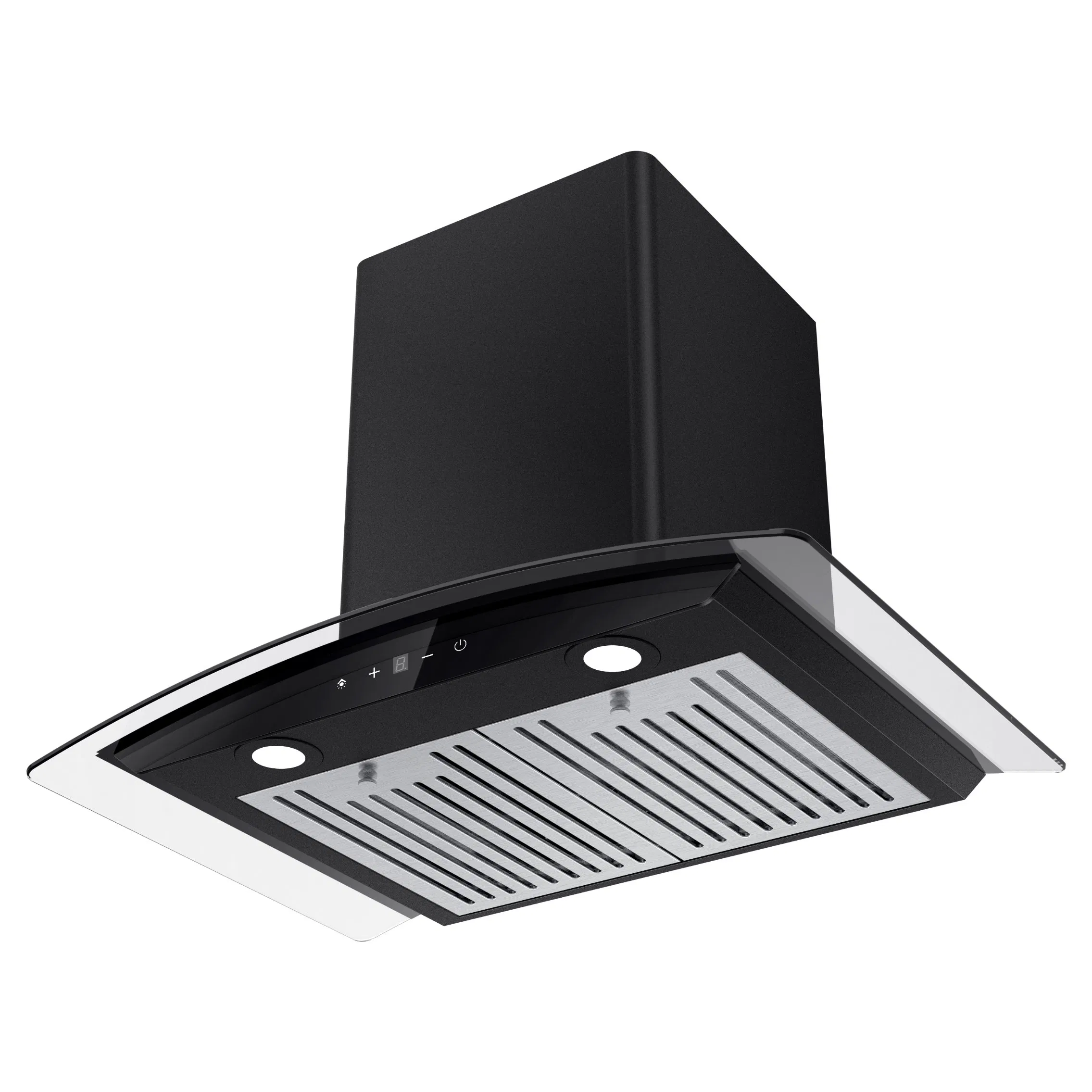 Black Glass Curved Wall Mounted Range Hood Kitchen Cooker Extractor