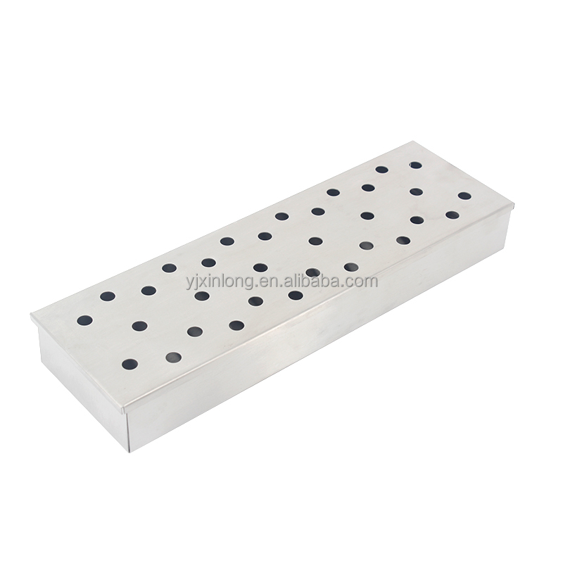 Hot Seller Stainless Steel Smoking Wood Chips Bbq / Barbecue Long Smoker Box
