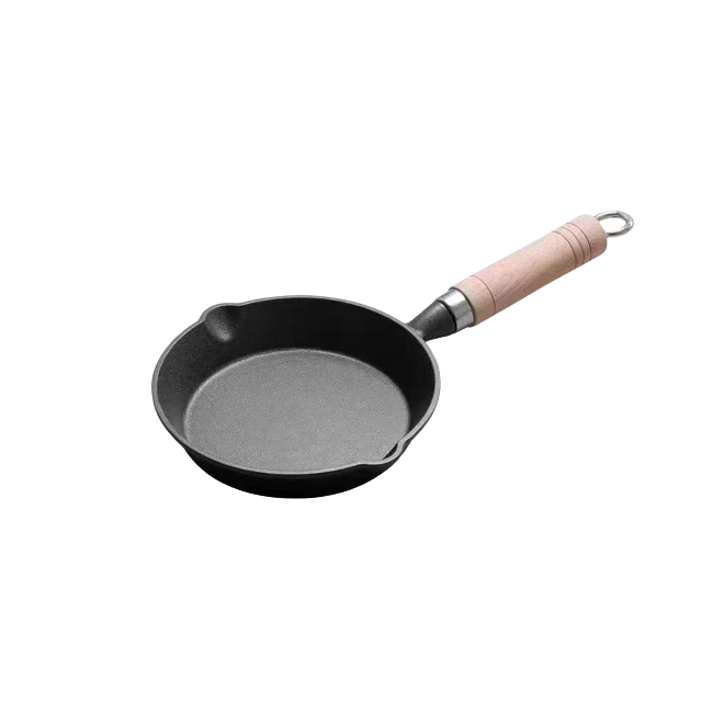 Factor Supply Cast Iron Skillet Frying Pan Cast Iron Griddle Cooking Set Griddle with Wood Handle
