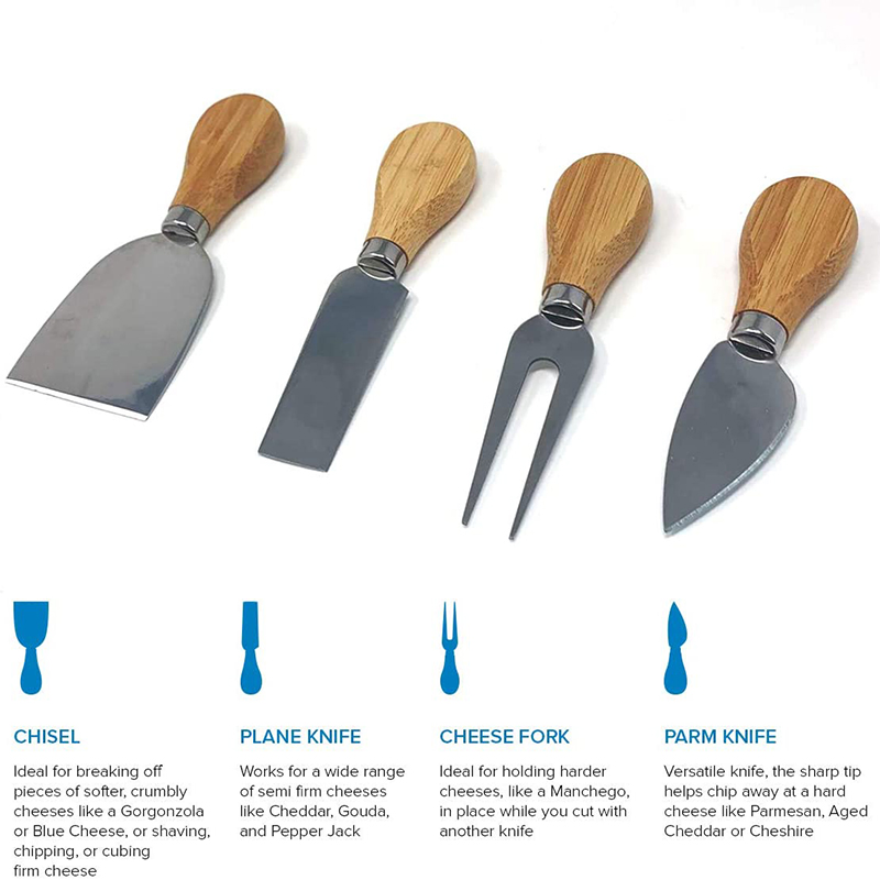 Cheese Cutting Board Bamboo Chopping Block Cheese Board with Knife Set