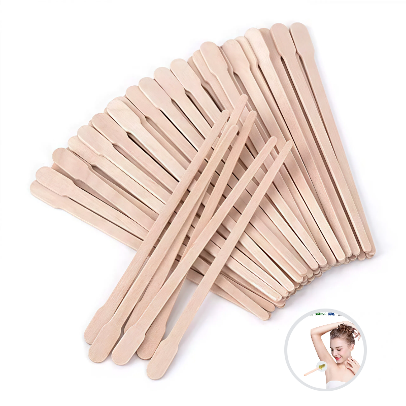 Ail Salon Eco-Friendly Disposable 3.5'' Mini Round Flat Craft Wooden Spatula Small Cosmetic Wooden Sticks For Waxing