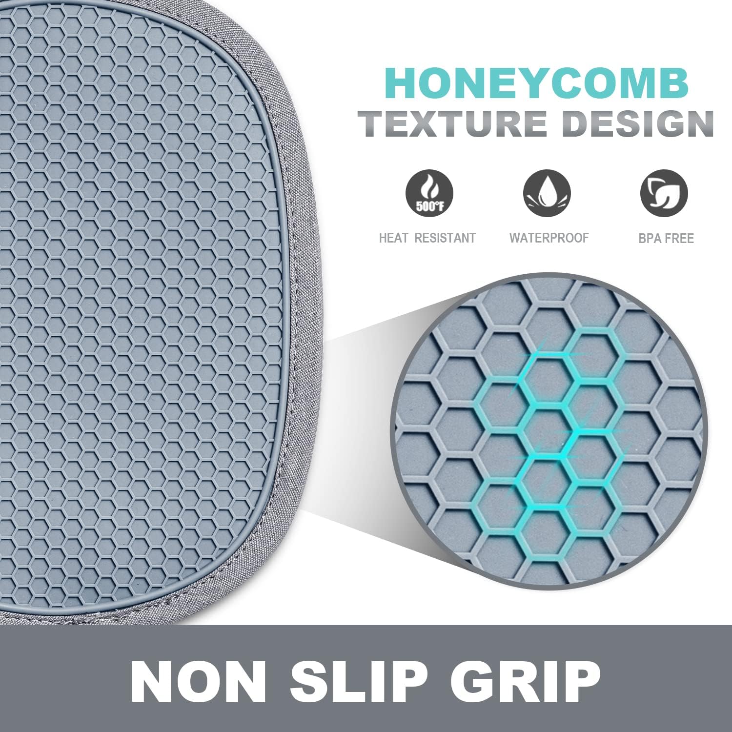 Cotton Oven Mitt Safe Pot Holder Heat Resistant Silicone Trivets with Pocket Quilted Liner for Countertops Hot Pots and Pans