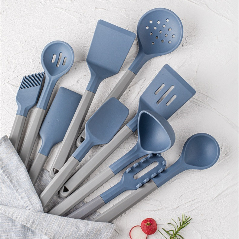 Manjia Silicone Kitchenware Non-Stick Household Stir-Fry Spatula Soup Spoon Set with Bucket Storage Kitchen Utensils