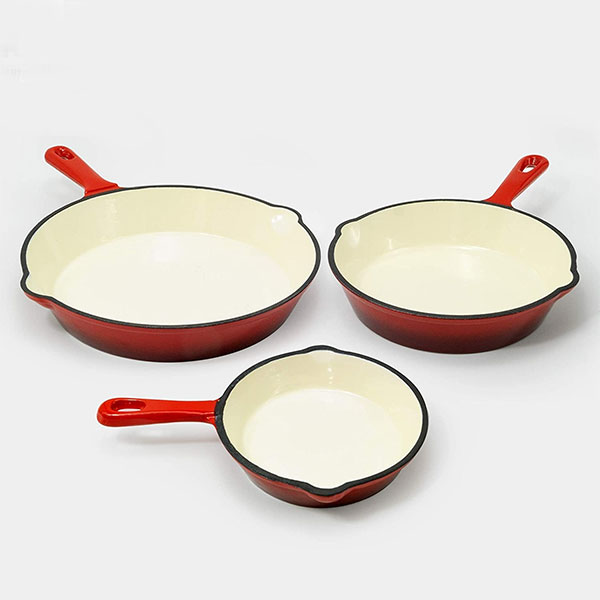 6''/8''/10'' Round Cast Iron Enamel Coating Fry Pan Non-stick Skillet Cast Iron Cookware Set Australian Kitchen