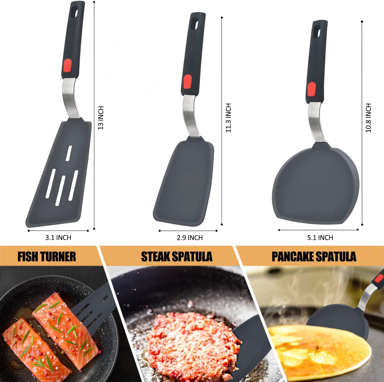 Silicone Spatula Turner Cooking for Nonstick Cookware Flexible Kitchen Utensils BPA Free Wholesale Pancake Batter Dispenser