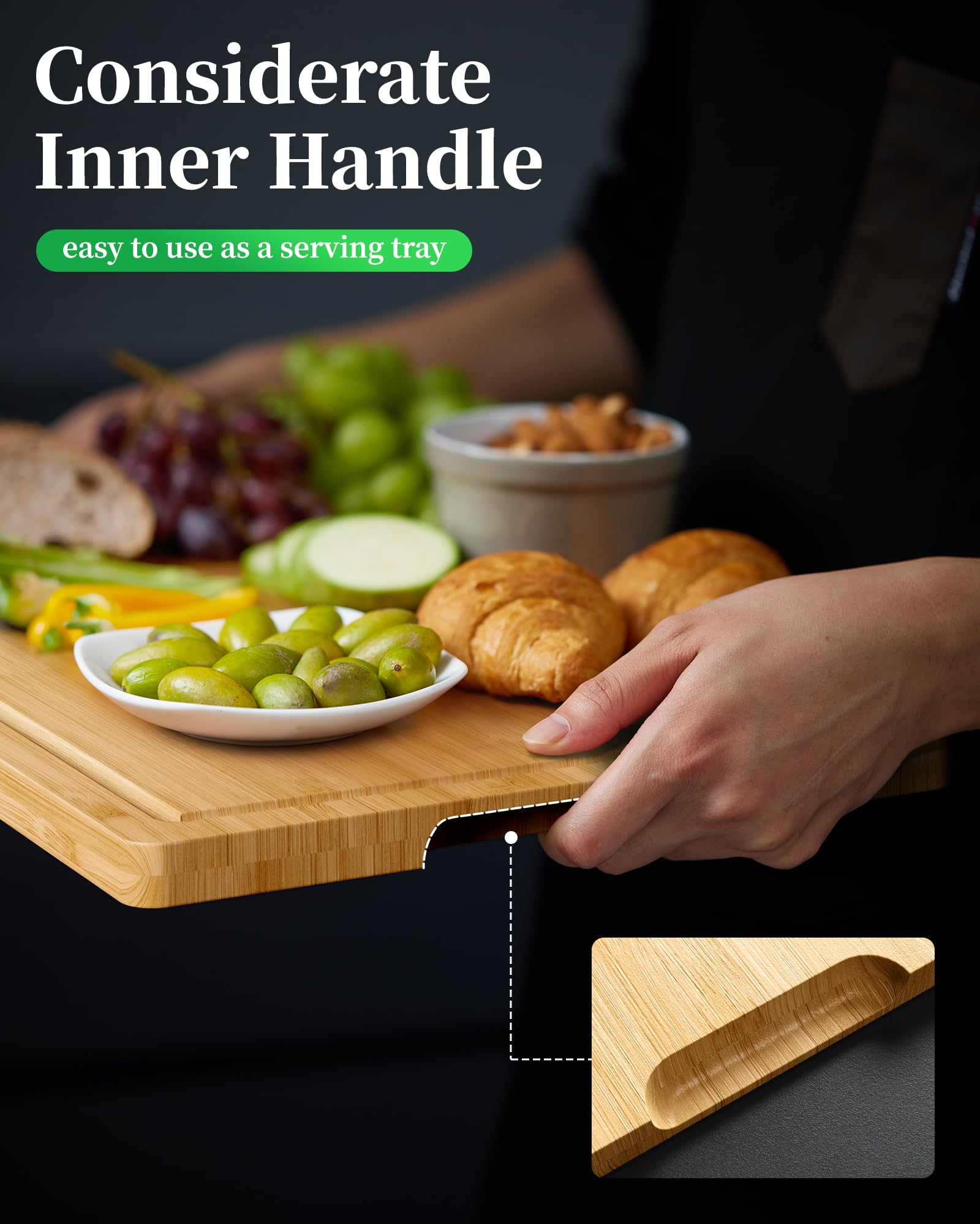 Extra Large Bamboo Cutting Board Wooden Carving Board Thick Bamboo Block Chopping Board With Juice Groove
