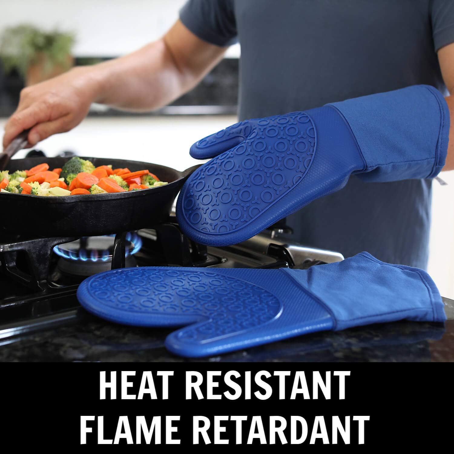 Silicone Printed Oven Mitts Pot Holders Kitchen Counter Safe Trivet Mats Advanced Heat Resistance Non-Slip Textured Grip