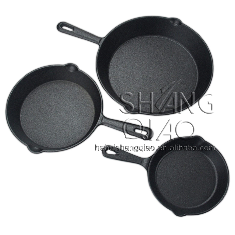 3 Pieces Pre-Seasoned Cast Iron Frying Pans Skillet Set for Home Kitchen Gas Induction Cooker Use