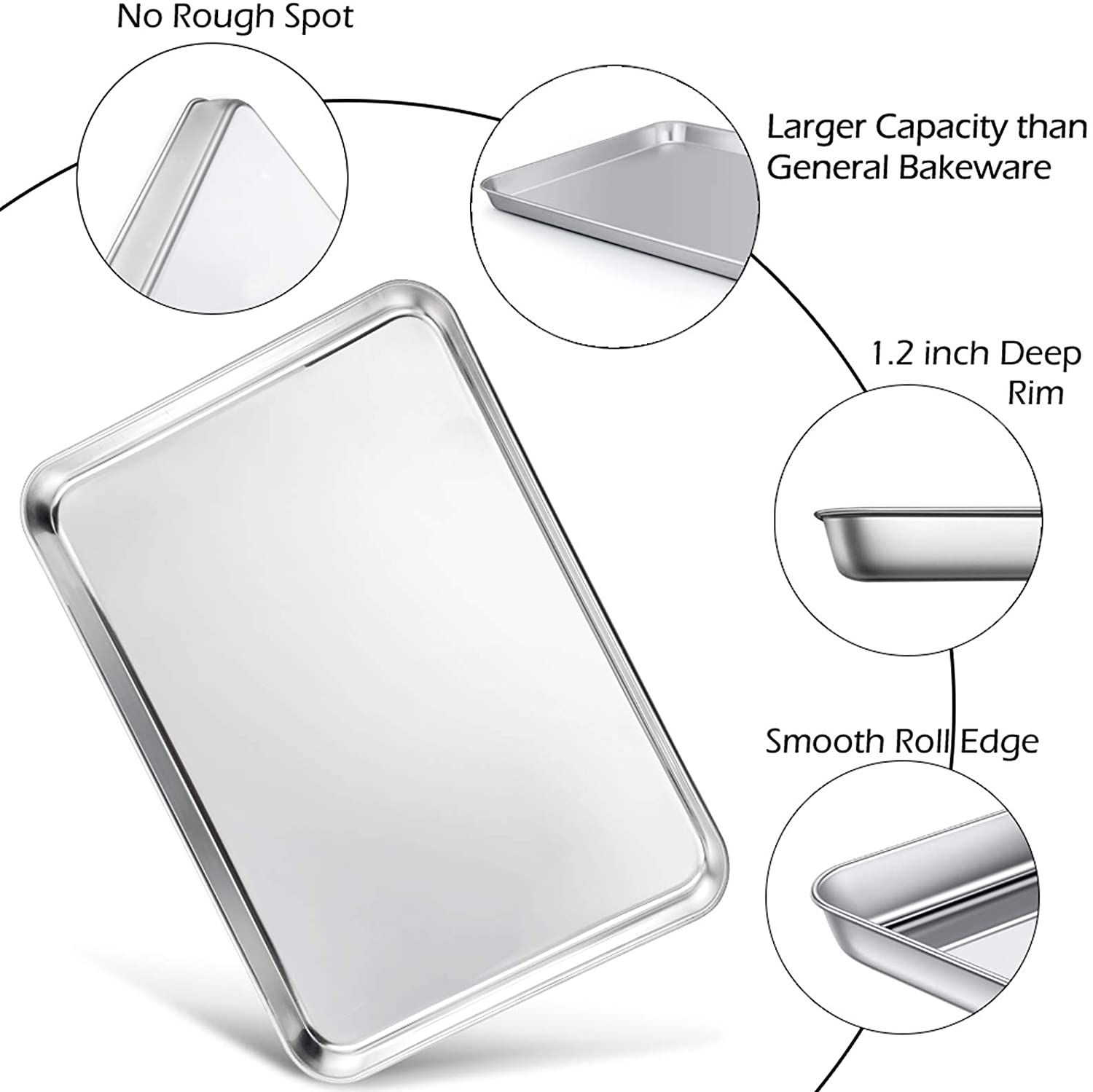 2025 HOT Easy Clean 304 Stainless Steel Baking Sheet Set Cookie Sheet Baking Pans with Cooling Rack for Kitchen BBQ