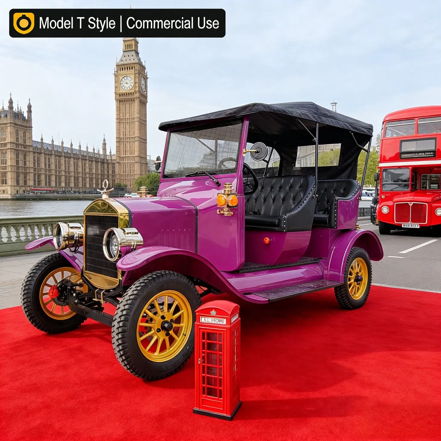 Model T Style Vintage Low-Speed Electric Car Golf Course &amp; Resort Shuttle