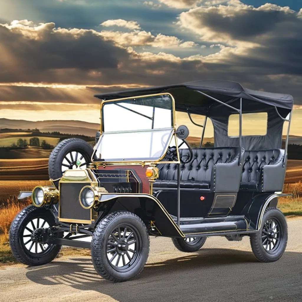 Retro Electric Vintage Car, Classic Sightseeing Vehicle for Theme Parks, Weddings, and Hotel Services