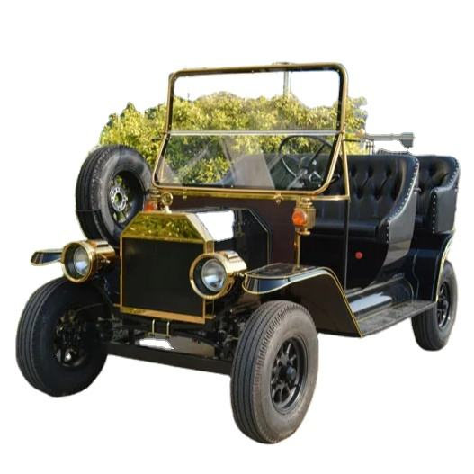 Electric Vehicle 5 Seater Vintage Classic Car with Door Battery Rain Curtain